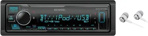 Kenwood Bluetooth USB MP3 WMA AM/FM Digital Media Player Dual Phone Connection Pandora Car Stereo Receiver/Free Alphasonik Earbuds