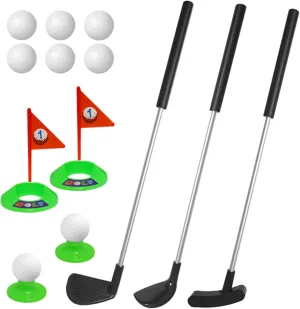 Kids Golf Set with 3 Clubs, 6 Practice Balls, Putting Cups and Flag Poles, Golf Training Kit-Only Right Hand