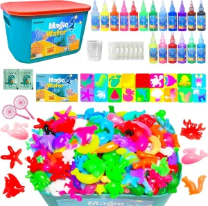 KIKEBEBI Magic Water Elf Toy Kit, Aqua Fairy Water Gel Kit for Kids with 18 Magic Gels, 18 Aqua Pet Molds, Creative Squishy Making DIY Kits for Children's as Gift