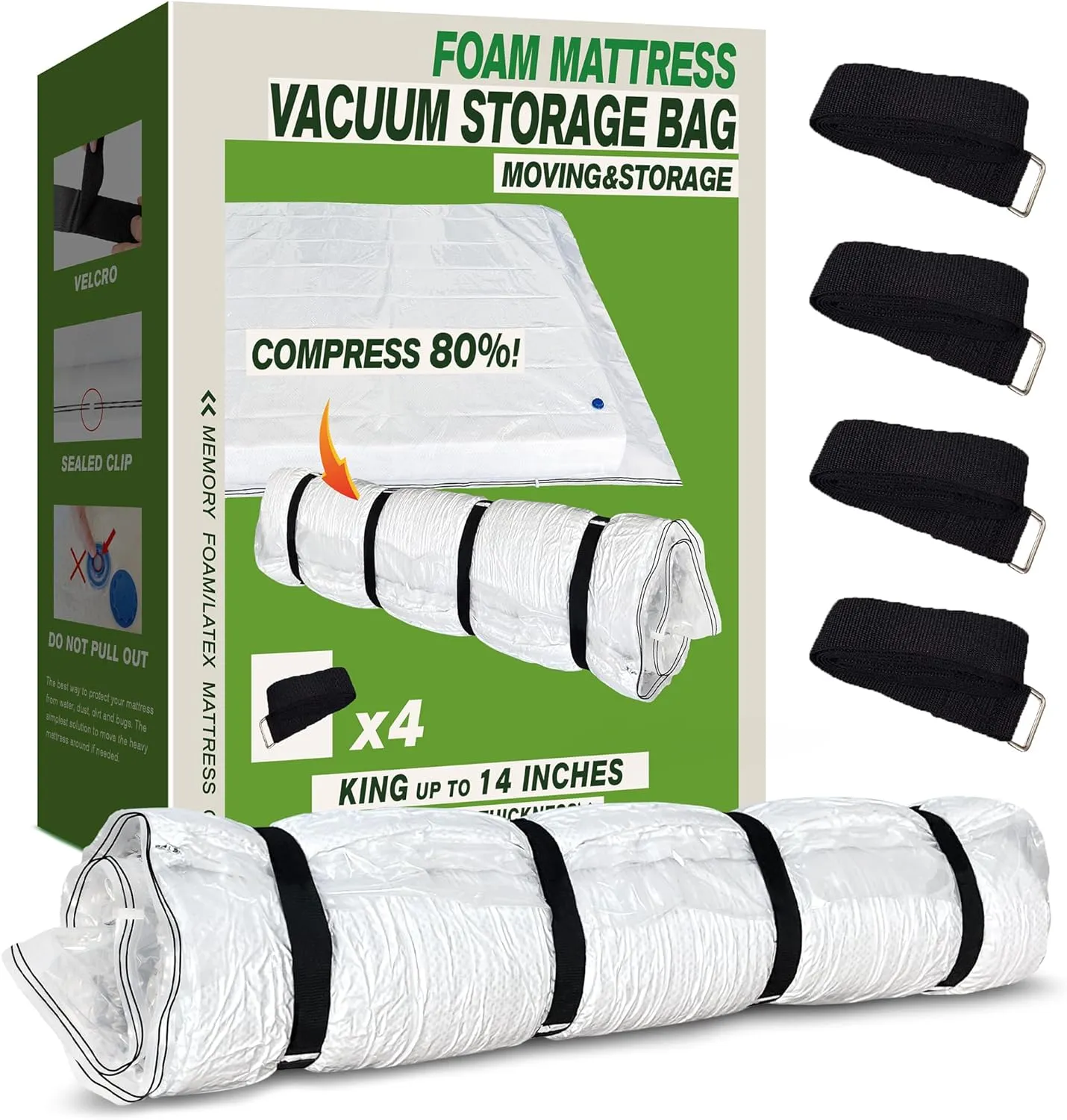 King Mattress Bag for Moving Storage, 5 Mil Heavy Duty Mattress Cover, Thick and Tear Resistant (King)