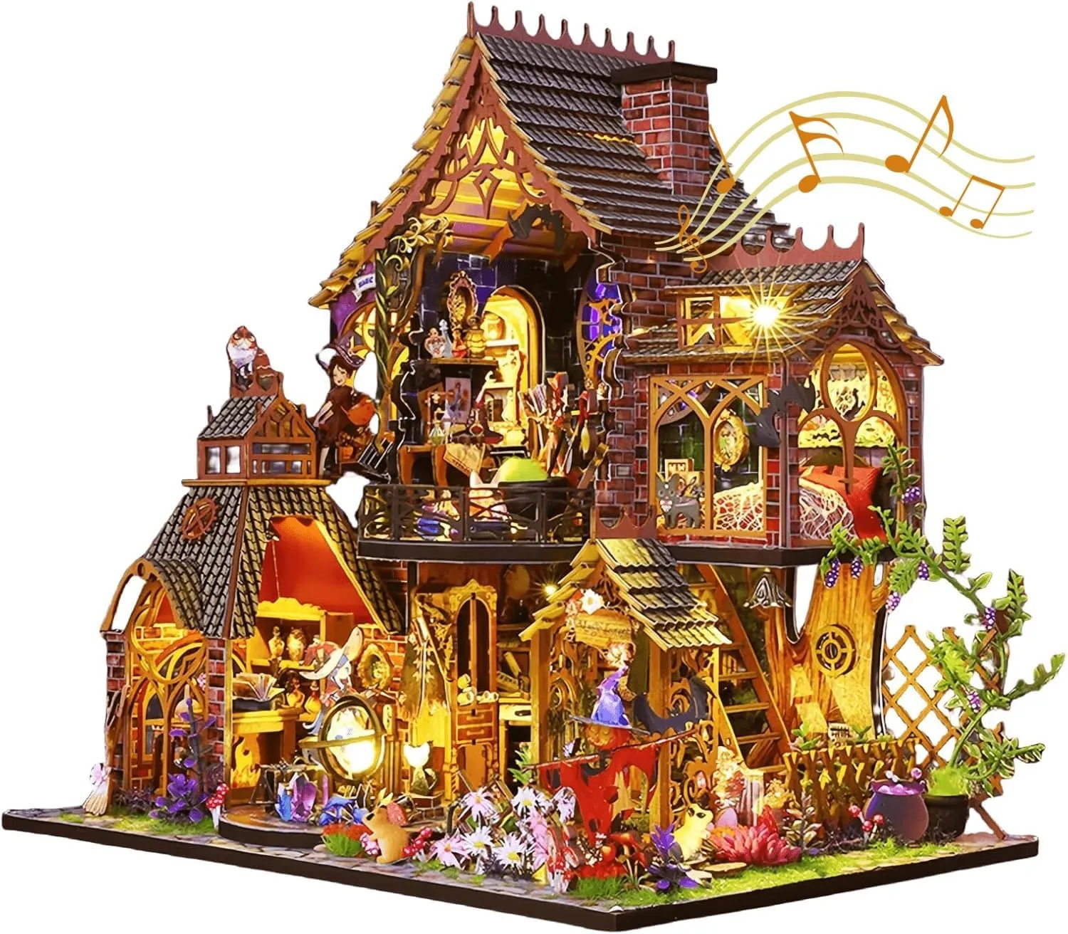 KingStora DIY Fairy House Craft Kit, Magical Forest Elf, Medium-Sized Dollhouse Handcrafted Model for Adult (Magic Forest), JTMF01