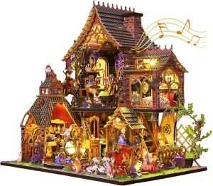 KingStora DIY Fairy House Craft Kit, Magical Forest Elf, Medium-Sized Dollhouse Handcrafted Model for Adult (Magic Forest), JTMF01