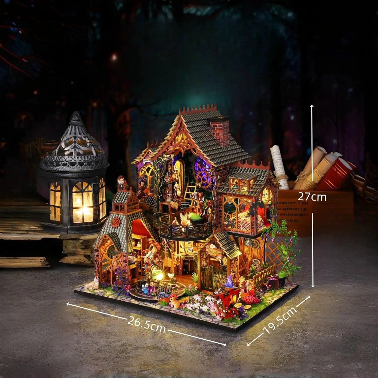 KingStora DIY Fairy House Craft Kit, Magical Forest Elf, Medium-Sized Dollhouse Handcrafted Model for Adult (Magic Forest), JTMF01