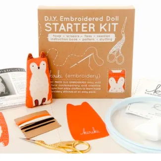 Kiriki Press Embroidered Doll Kit - Fiesta Cat