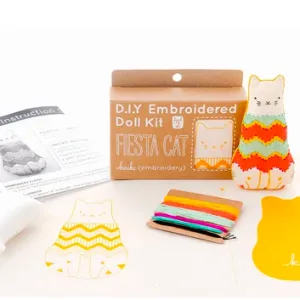 Kiriki Press Embroidered Doll Kit - Fiesta Cat