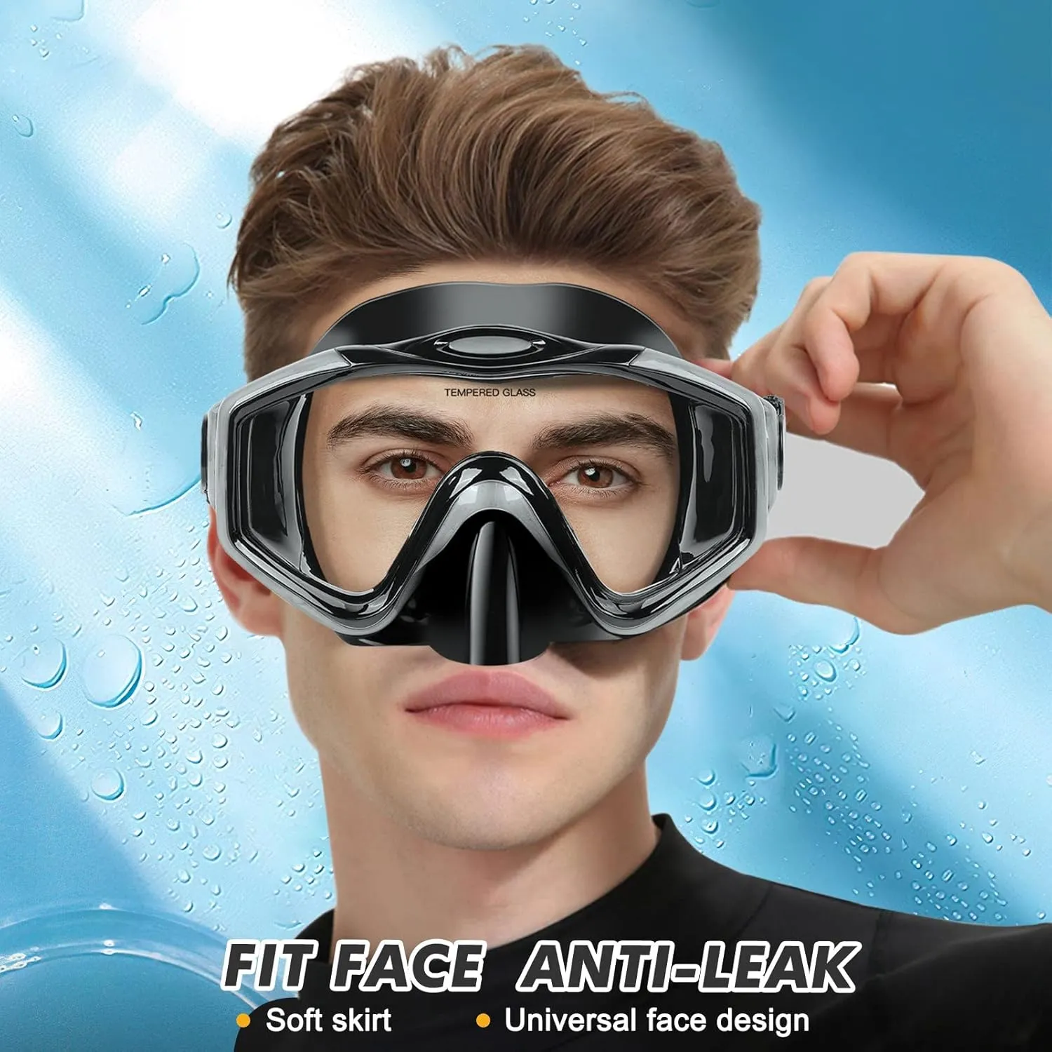 KUYOU Mask Fins Snorkeling Gear for Adults - Wide View Anti-Fog Mask, Full Dry Top Snorkel Gear Set