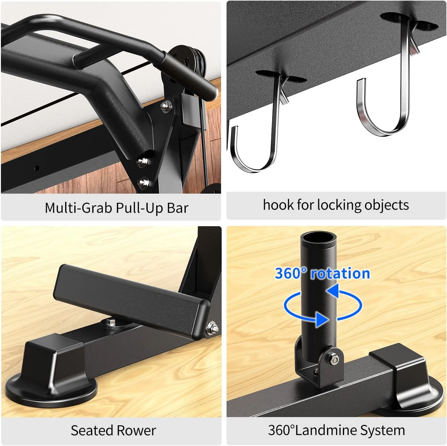 L02 Power Cages Multi-Purpose Squat Rack with Cable Crossover System, Matching Olympic Barbell Weight Set ，Weight Bench, for Garage and Home Gyms