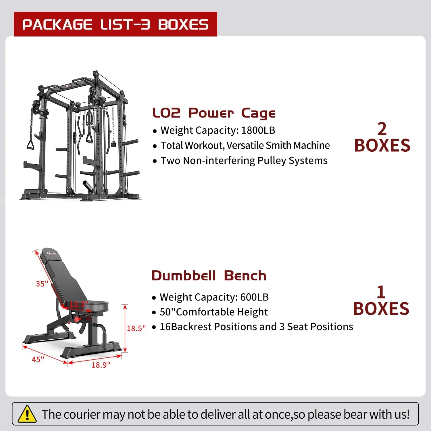 L02 Power Cages Multi-Purpose Squat Rack with Cable Crossover System, Matching Olympic Barbell Weight Set ，Weight Bench, for Garage and Home Gyms
