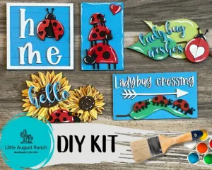 Ladybug Sunflower Tiered Tray  DIY- Garden Tier Tray Bundle