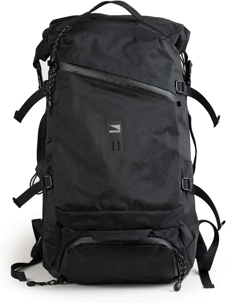 Lander Traveler Backpack, Outdoor 19 Inch Computer Bag, Crash pad computer protection, Airline Approved, Heavy Duty Water Resistant, 35 Liter Capacity - Black