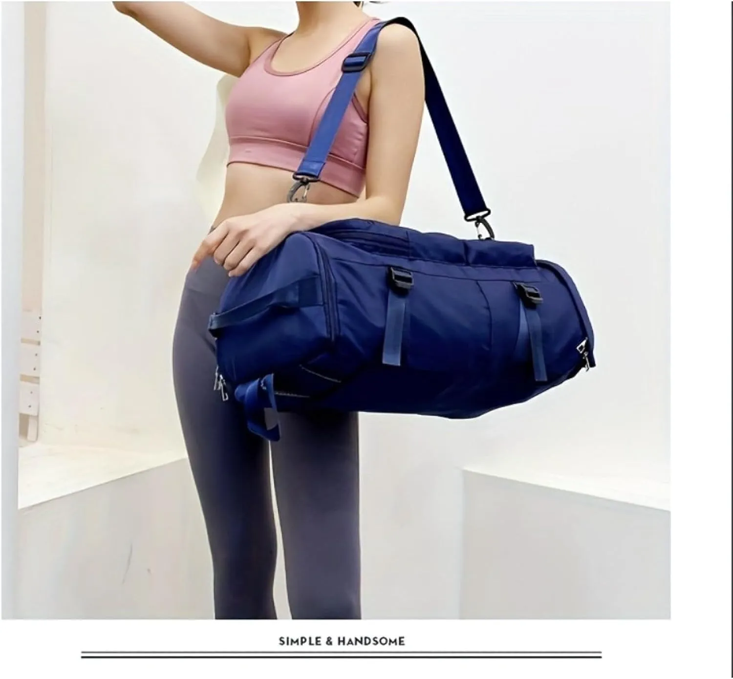 Large Capacity Waterproof Duffle Bag with Shoes Compartment and Adjustable Stra for Travel, Sports, and Fitness