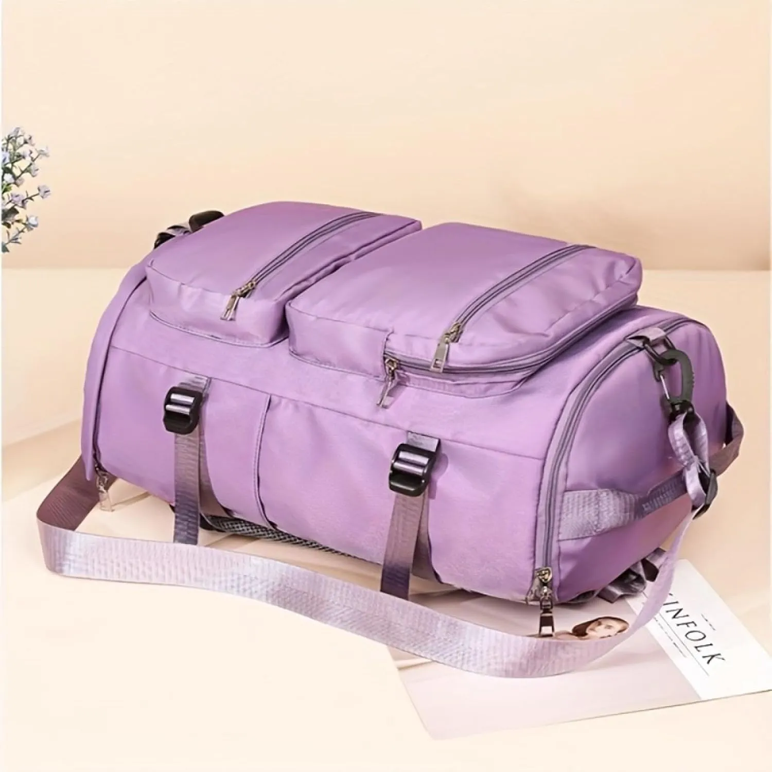 Large Capacity Waterproof Duffle Bag with Shoes Compartment and Adjustable Stra for Travel, Sports, and Fitness