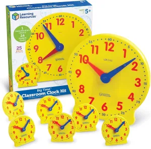Learning Resources Classroom Clock Kit -25 Pieces, Ages 5  Clock for Kids, Learning to Tell Time, Clocks for Teaching Time, Teacher and Classroom Supplies
