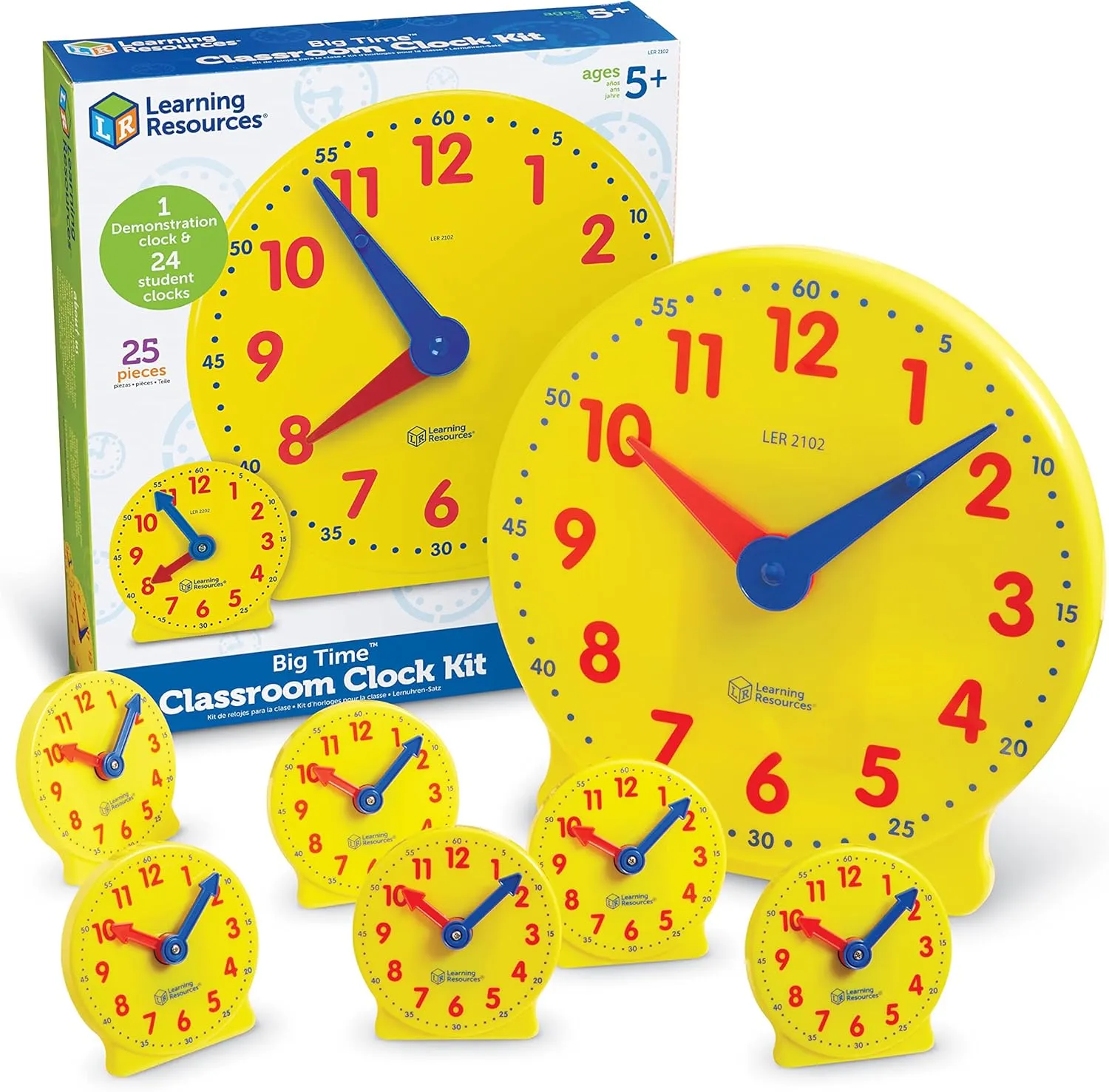 Learning Resources Classroom Clock Kit -25 Pieces, Ages 5  Clock for Kids, Learning to Tell Time, Clocks for Teaching Time, Teacher and Classroom Supplies