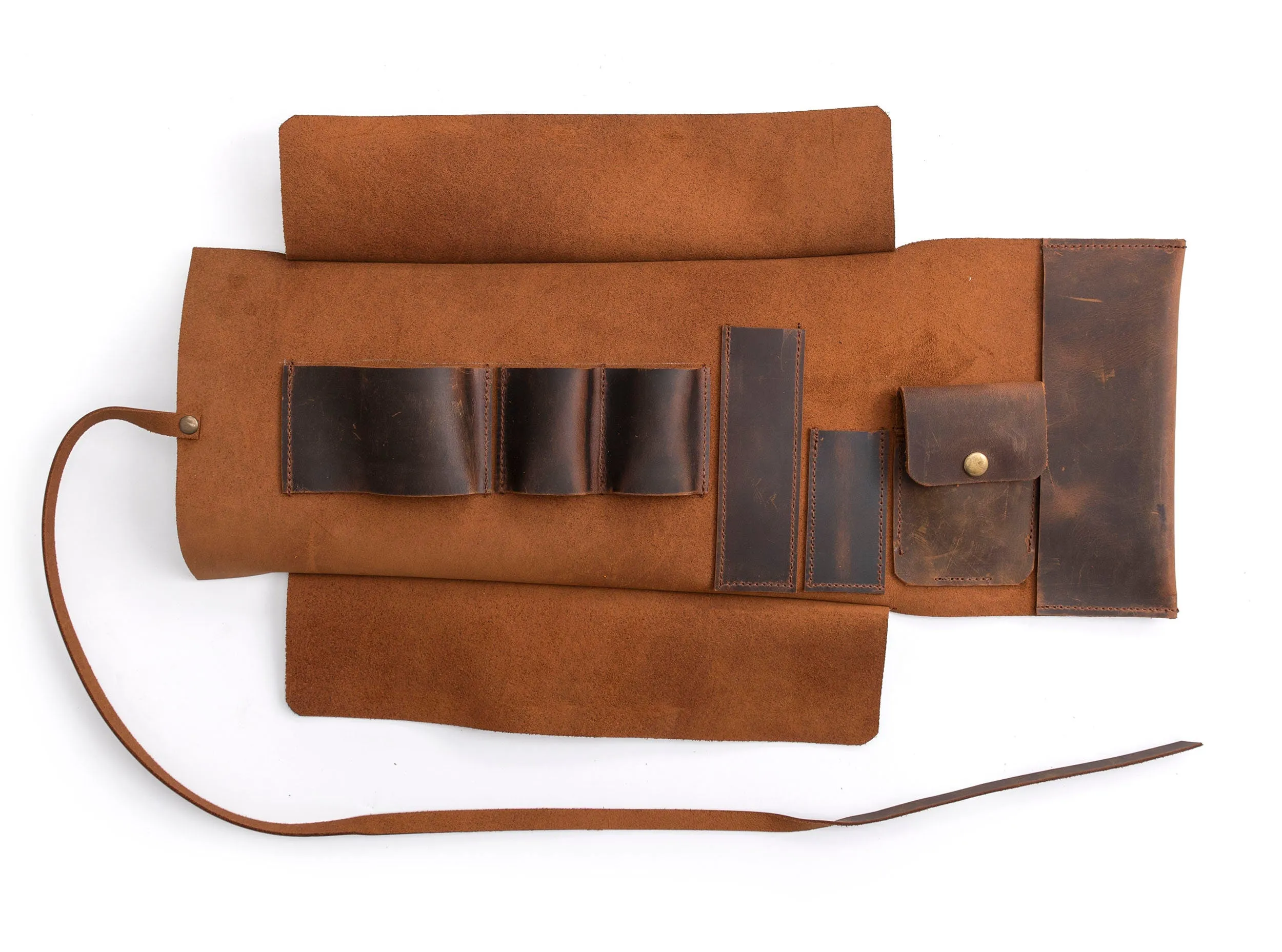 Leather Pipe Pouch for 2-Pipes, Handmade 2-Pipe Rollup Bag, Double-Pipe Rollup Pouch, Tobacco