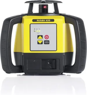 Leica R620,RE140, Alkaline Rugby 620 2600-Feet Self Leveling Horizontal and Manual Single Slope Rotary Laser Kit with Rod Eye 140 Receiver, Yellow
