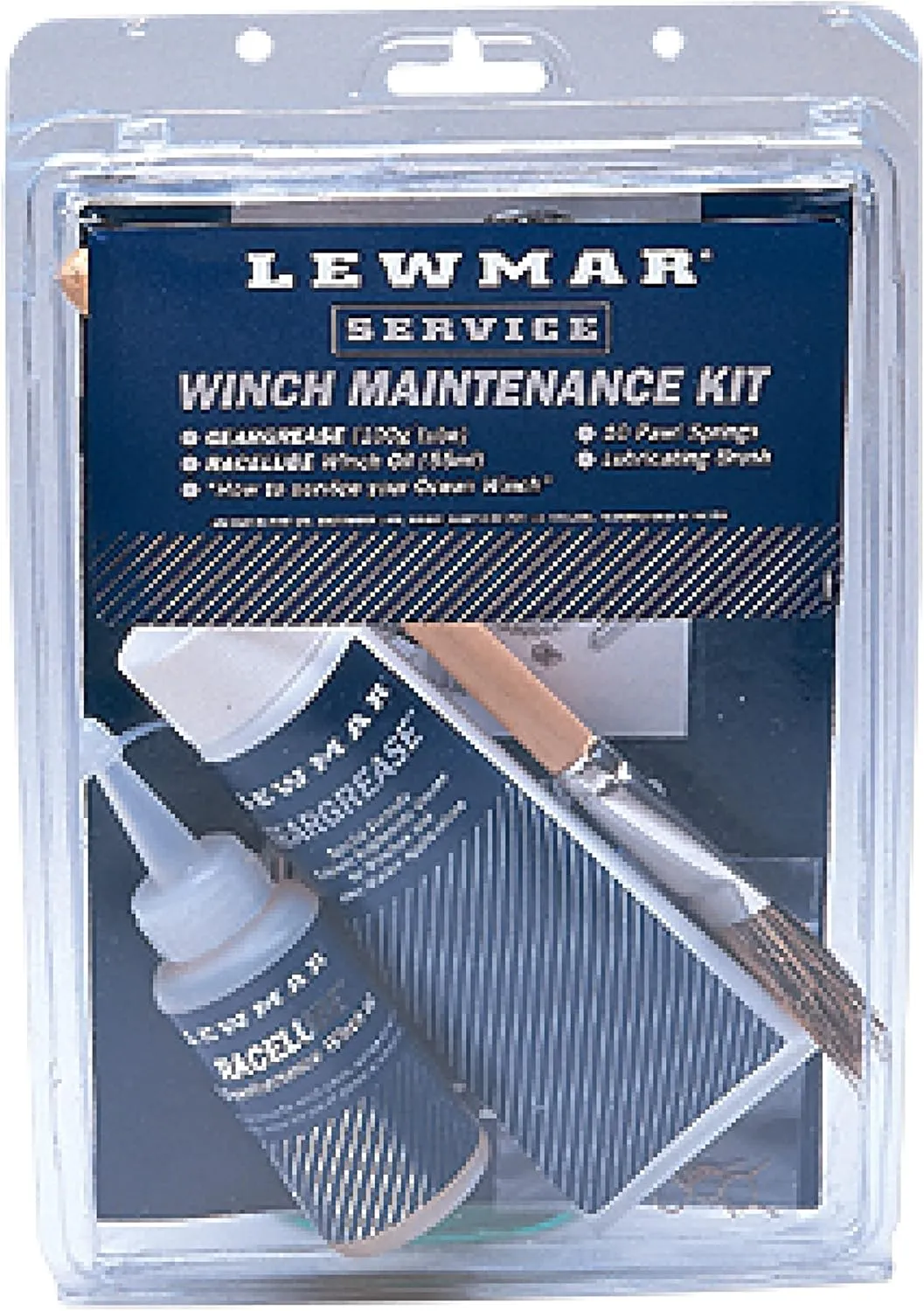 Lewmar Winch Maintenance Kit – for Basic Winch Maintenance for Your Sailboat, for Winch Sizes 6"- 48", Includes 10 Pawl Springs, Gear Grease (100 g), Race lube (55 ml), Lubrication Brush