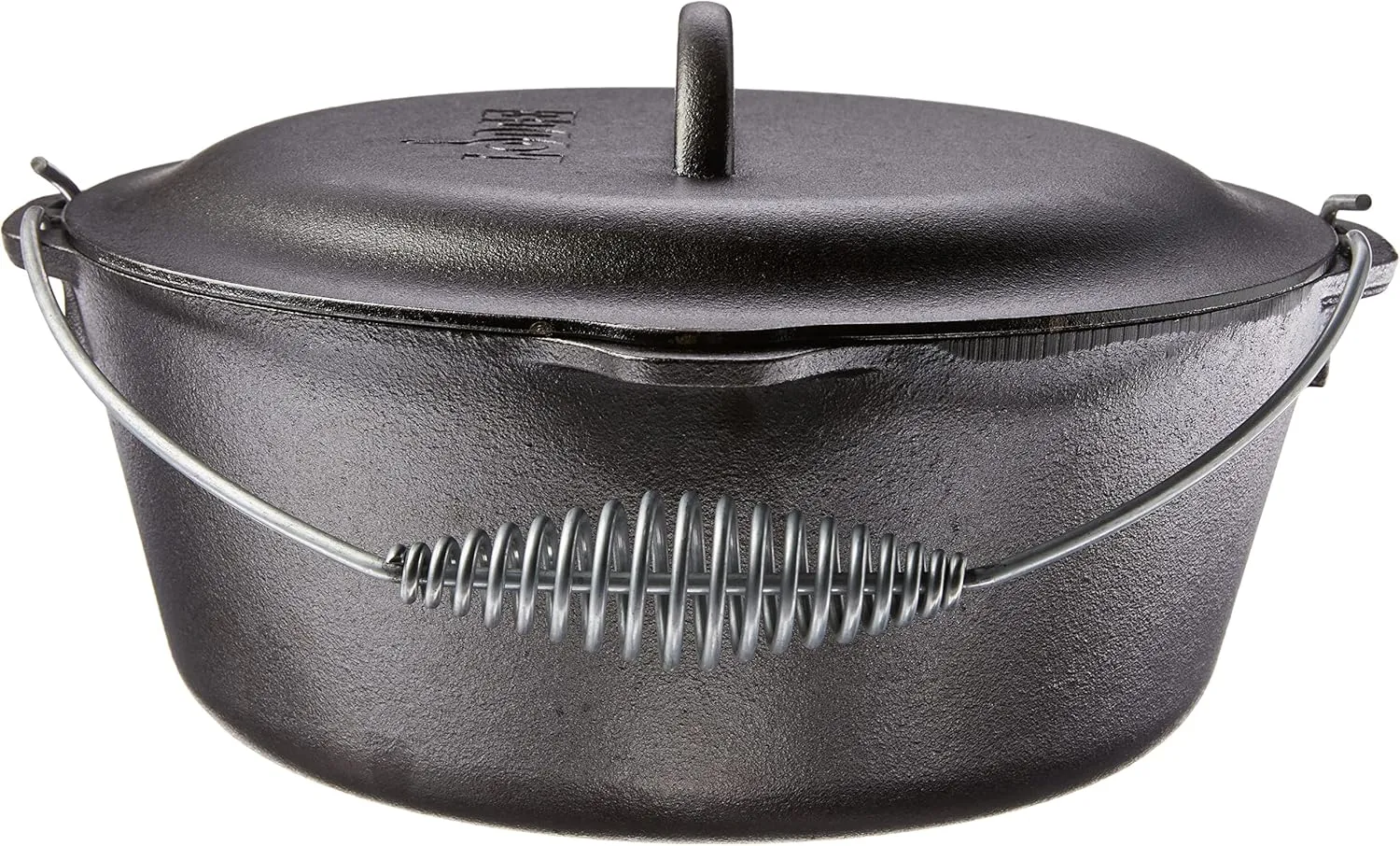 Lodge 7 Quart Pre-Seasoned Cast Iron Dutch Oven with Lid - Wire Bail Handle for Easy Transfer from Cooking Surface to Table - Use in the Oven, on the Stove, on the Grill or over the Campfire - Black
