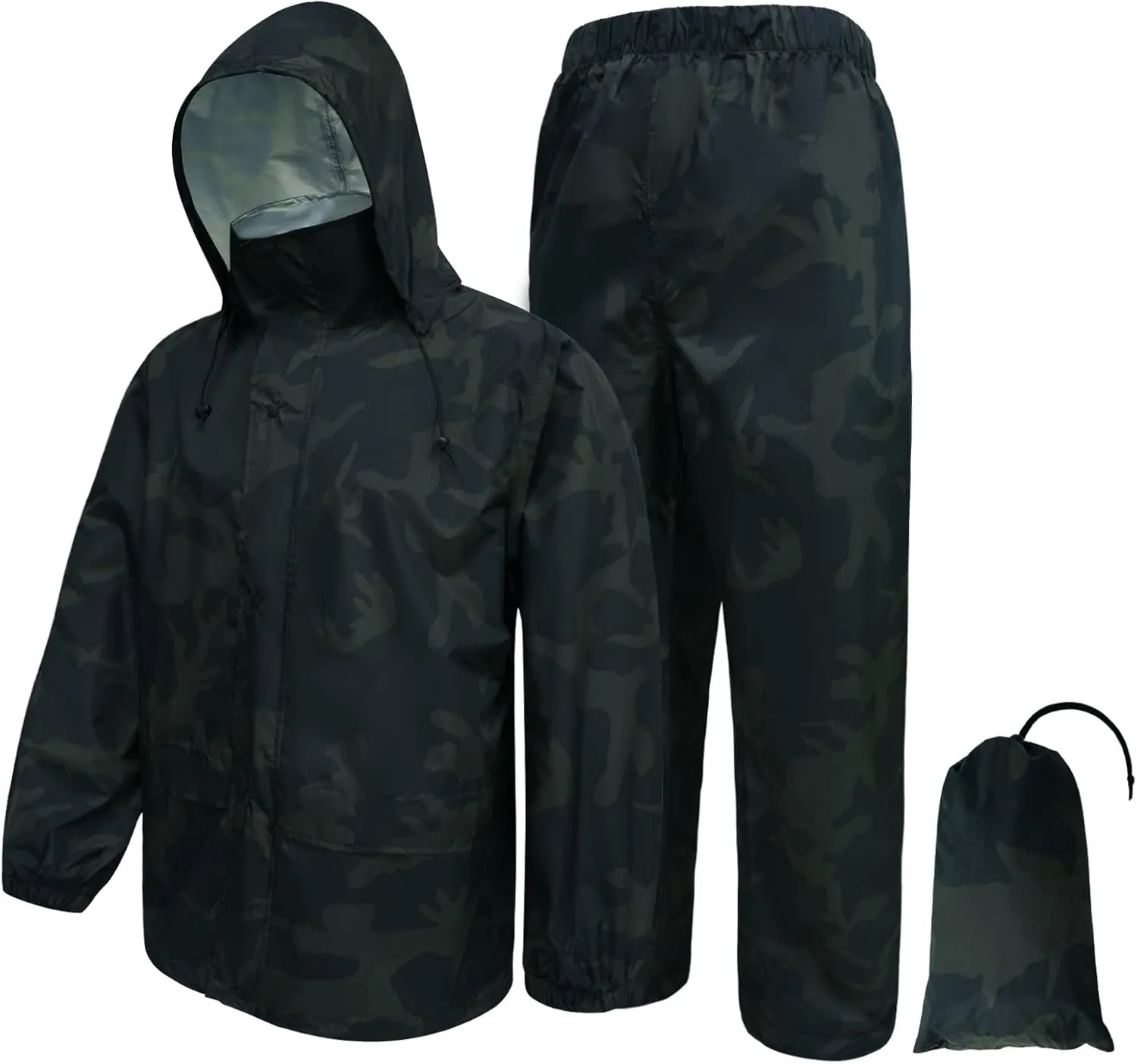 LOOGU Men's Rain Suit - Rain Gear for Men Waterproof, Lightweight Rain Coat, Breathable Mens Rain Jackets Hood and Pants