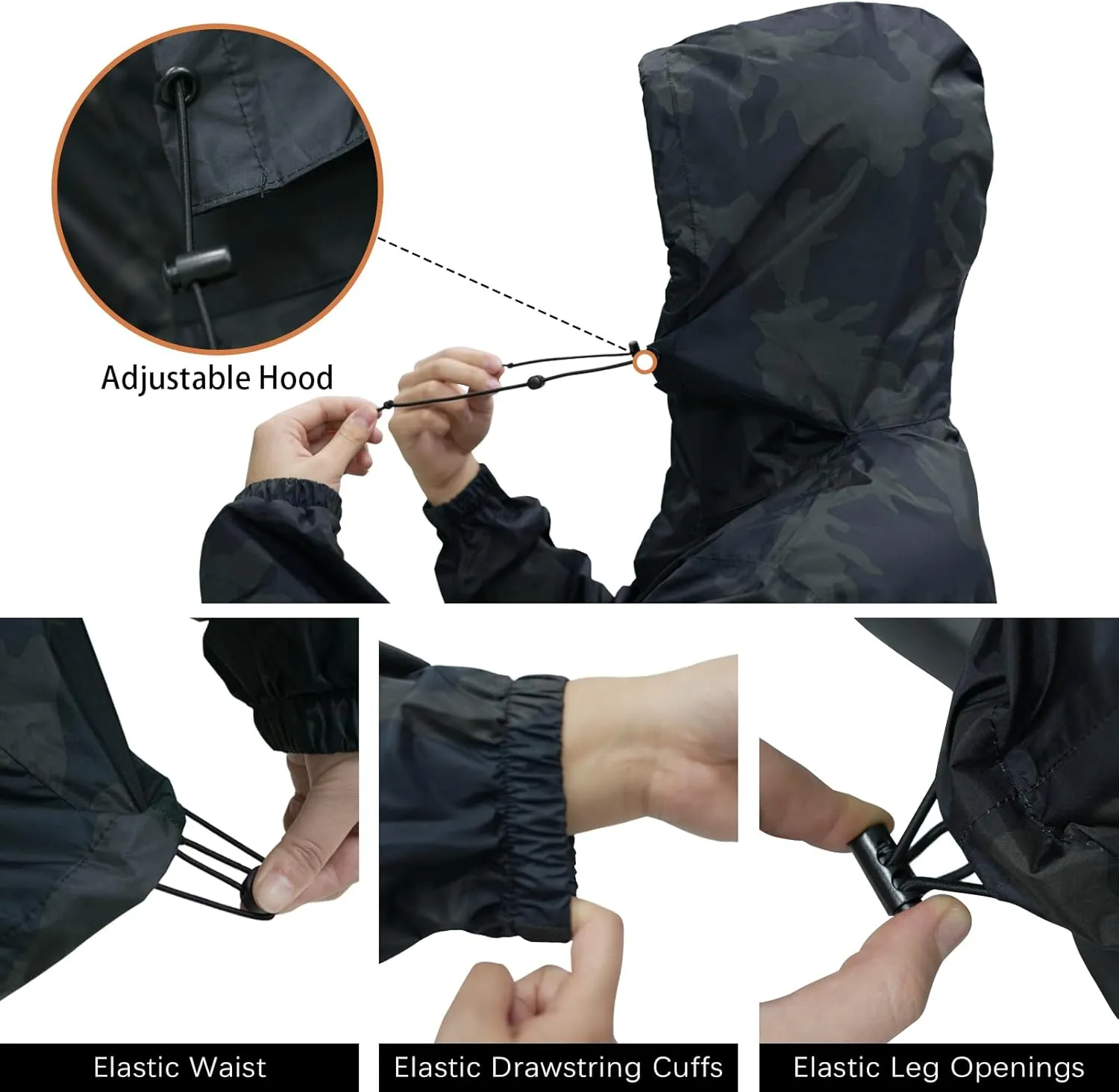 LOOGU Men's Rain Suit - Rain Gear for Men Waterproof, Lightweight Rain Coat, Breathable Mens Rain Jackets Hood and Pants