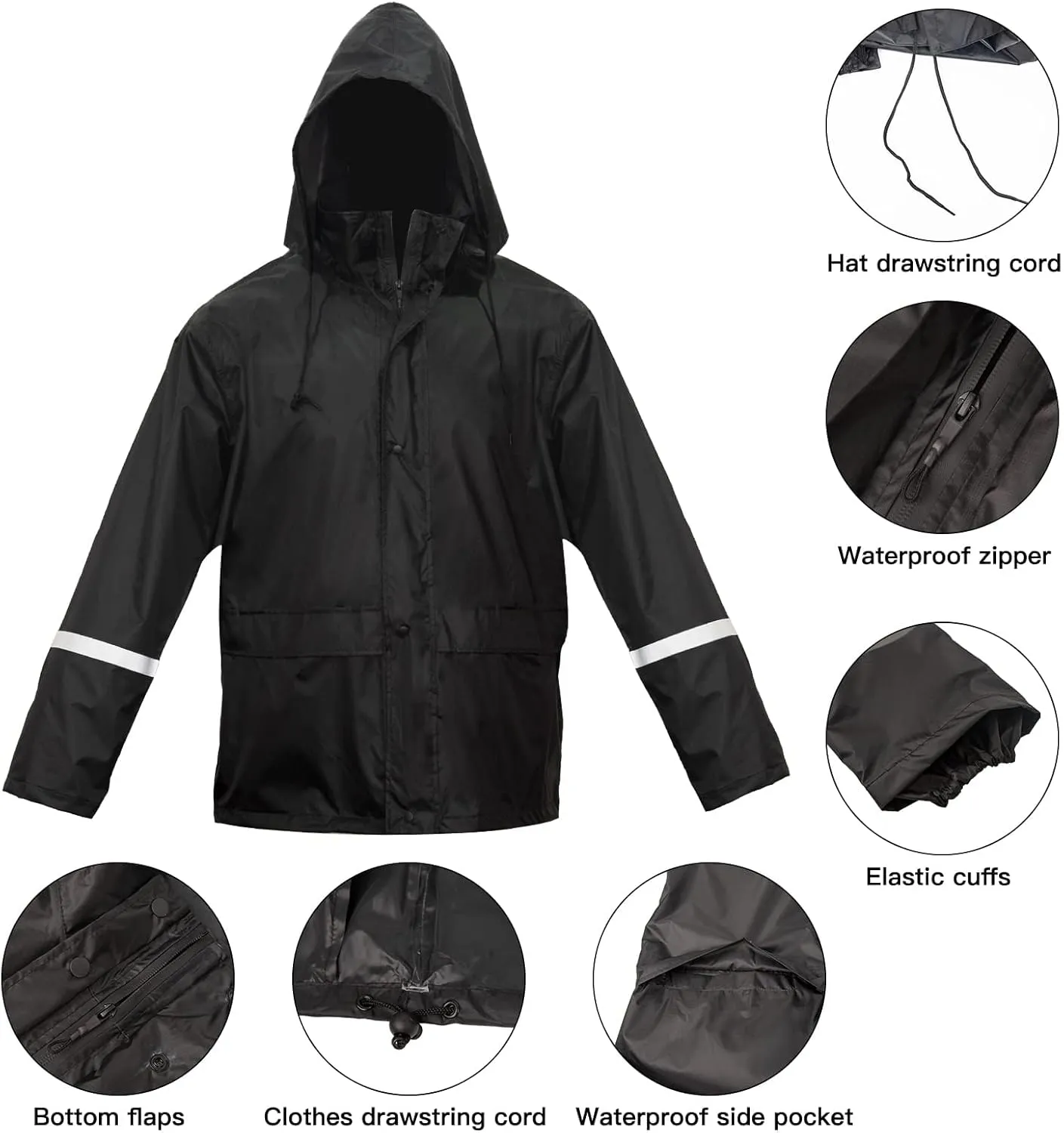 LOOGU Men's Rain Suit - Rain Gear for Men Waterproof, Lightweight Rain Coat, Breathable Mens Rain Jackets Hood and Pants
