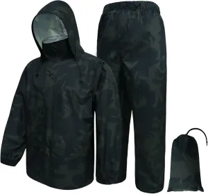 LOOGU Men's Rain Suit - Rain Gear for Men Waterproof, Lightweight Rain Coat, Breathable Mens Rain Jackets Hood and Pants