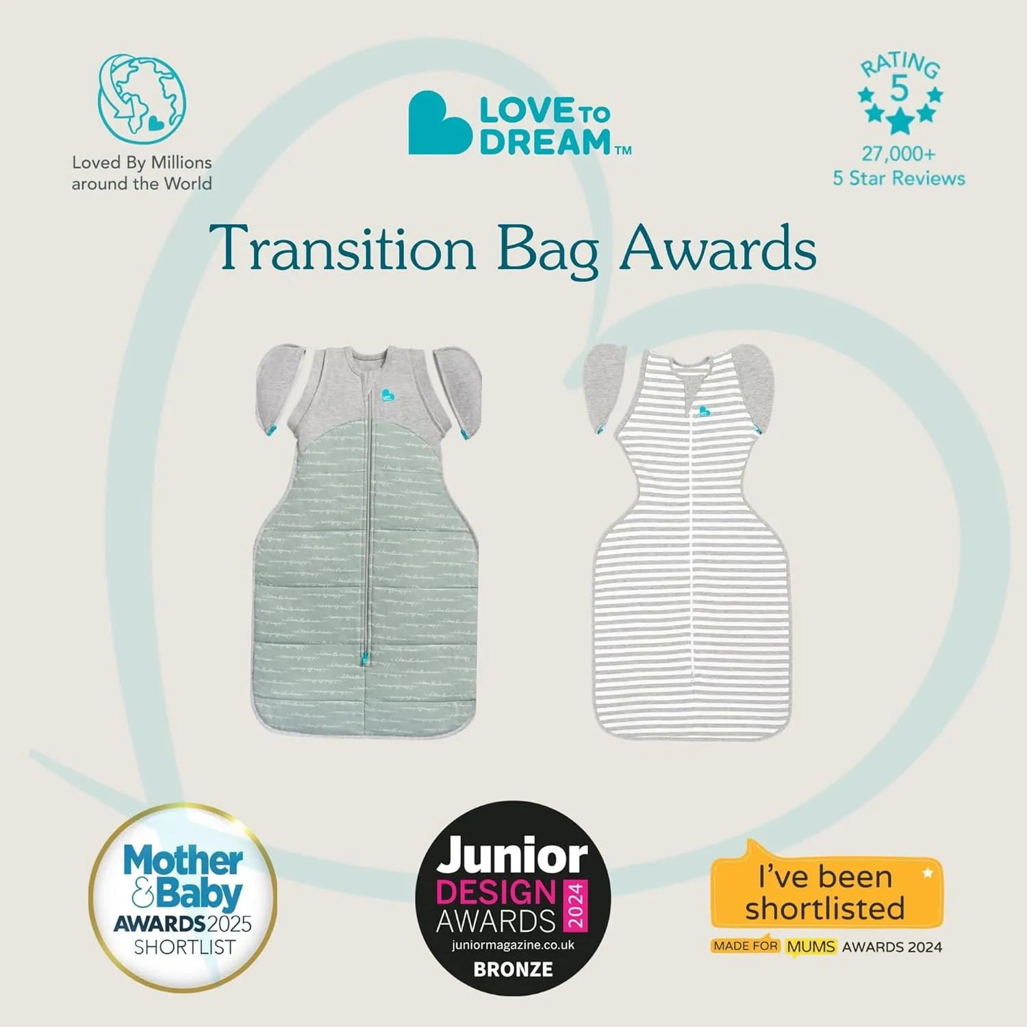 Love to Dream Swaddle UP Transition Bag, Patented Zip-Off Wings, Gently Help Baby Safely Transition from Being Swaddled to arms Free Before Rolling Over, Stripe Denim Blue, Large, 19-24 lbs