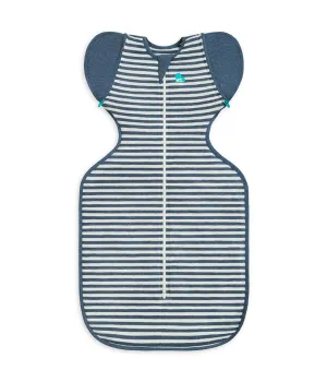 Love to Dream Swaddle UP Transition Bag, Patented Zip-Off Wings, Gently Help Baby Safely Transition from Being Swaddled to arms Free Before Rolling Over, Stripe Denim Blue, Large, 19-24 lbs