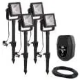 Low Voltage Black Outdoor Integrated LED Landscape Flood Light (4-Pack)