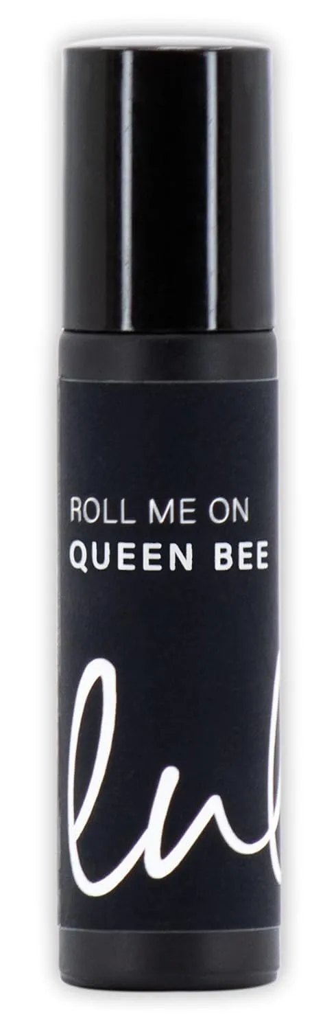 Lulu Candles | Roll Me On | Queen Bee - Amber, Rose & Sheer Musk | Pheromone Infused | Eau de Parfum | Travel Size, Vegan - Roller Ball Perfume - 10 ML