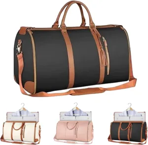 Luschy Travel Bags for Women, Roll Up Garment Bag, Garment Bag That Turns Into Duffle (Black)