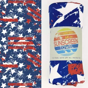 Luv Bug UPF Pool/Beach Towel, Sunscreen Towel, UV Protection, UPF 50 , Sand Free, Absorbent, & Quick Drying for Swimming, Beaches, Camping, & Travel (28.5" x 58.5", Stars and Stripes)