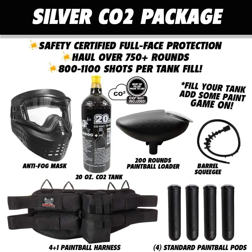 Maddog Tippmann Cronus Tactical Silver Paintball Gun Marker Starter Package