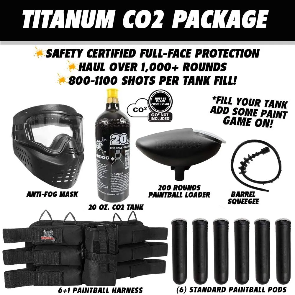 Maddog Tippmann Cronus Tactical Titanium Paintball Gun Marker Starter Package