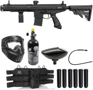 Maddog Tippmann Stormer Elite Dual Fed Titanium HPA Paintball Gun Marker Starter Package - Black