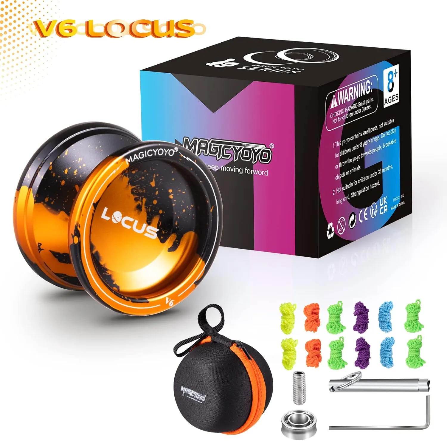 MAGICYOYO V6 Locus Yoyo for Kids 8-12 - Dual-Mode Responsive/Unresponsive for Adults | Pro Tricks Yo-yo with 12 Strings | Includes Bearing Remover Kit   Carry Bag (Premium Black/Gold)