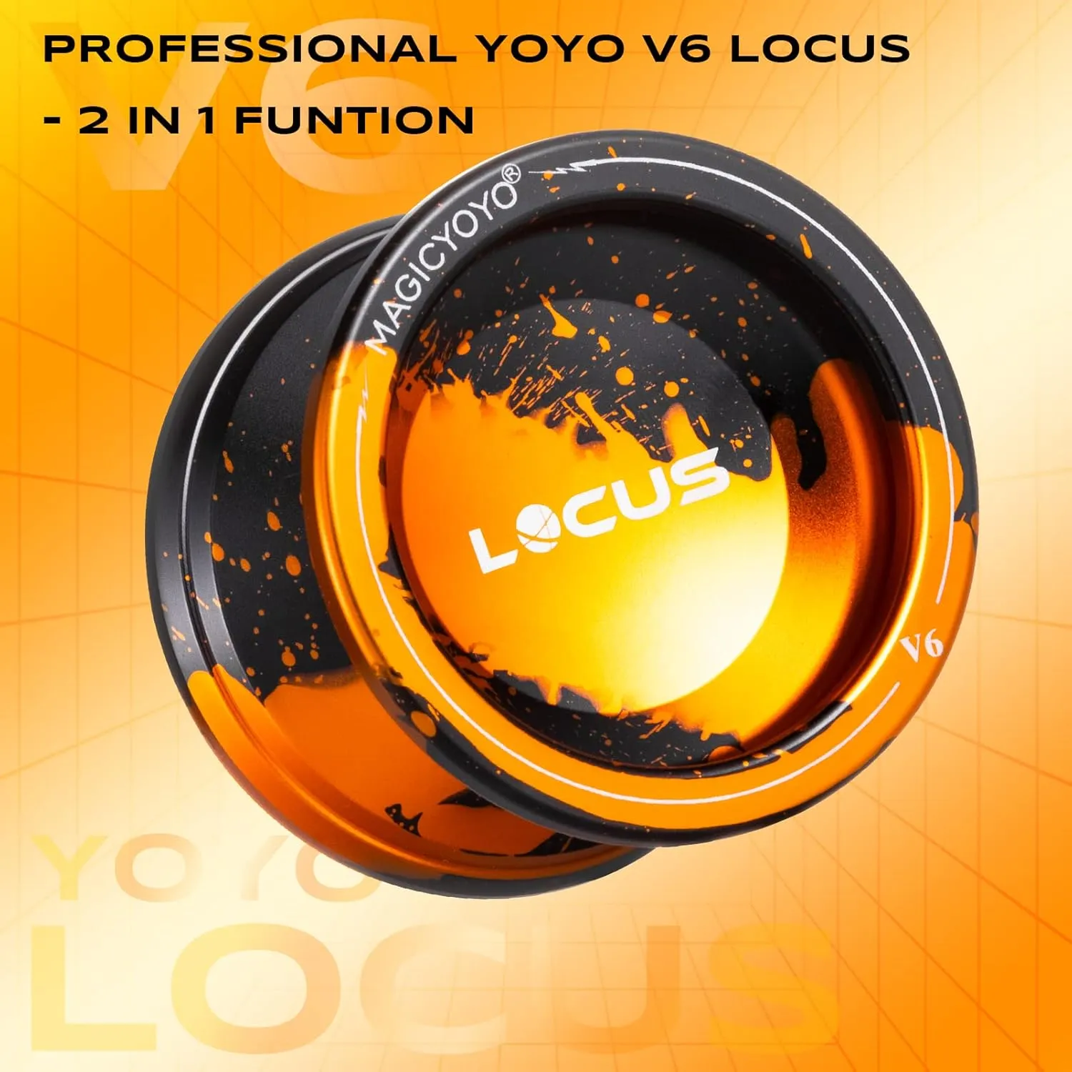 MAGICYOYO V6 Locus Yoyo for Kids 8-12 - Dual-Mode Responsive/Unresponsive for Adults | Pro Tricks Yo-yo with 12 Strings | Includes Bearing Remover Kit   Carry Bag (Premium Black/Gold)