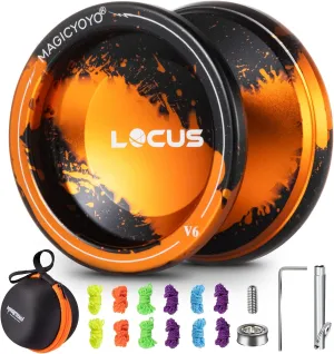 MAGICYOYO V6 Locus Yoyo for Kids 8-12 - Dual-Mode Responsive/Unresponsive for Adults | Pro Tricks Yo-yo with 12 Strings | Includes Bearing Remover Kit   Carry Bag (Premium Black/Gold)