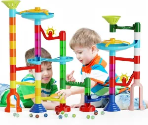 Marble Run, 110pcs Marble Maze Game Construction Building Toys for Kids, Marble Track Race Set STEM Learning Toys Gift for Boys Girls 3 4 5 6 7 8 9 10 , 8105