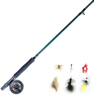 Martin Complete Fly Fishing Kit, 5/6 Rim-Control Fly Reel, Pre-spooled with Backing, Line and Leader, 3-Piece 8-Foot 5/6-Weight Rod, Includes Custom Fly Assortment