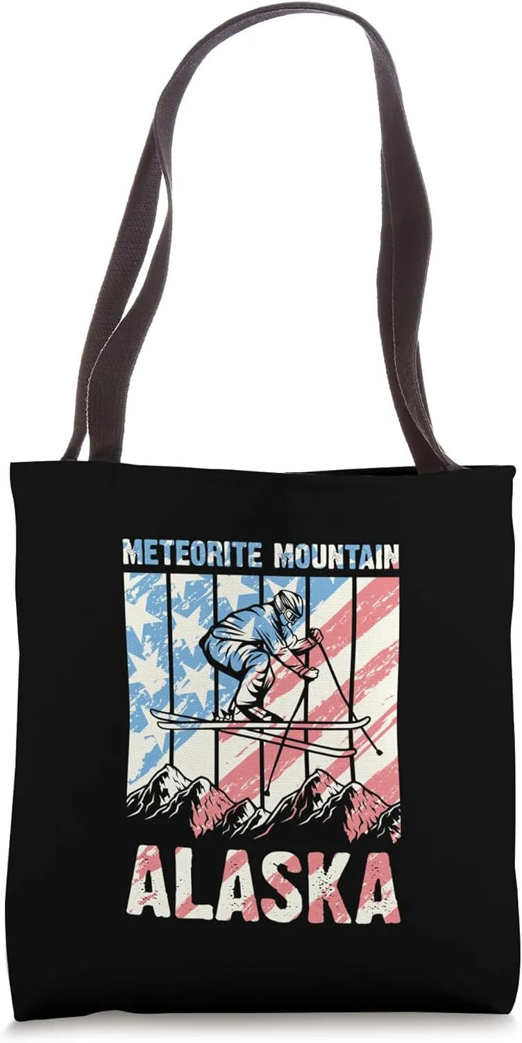 Matching Retro Mountain Skiing Meteorite Mountain Alaska Tote Bag