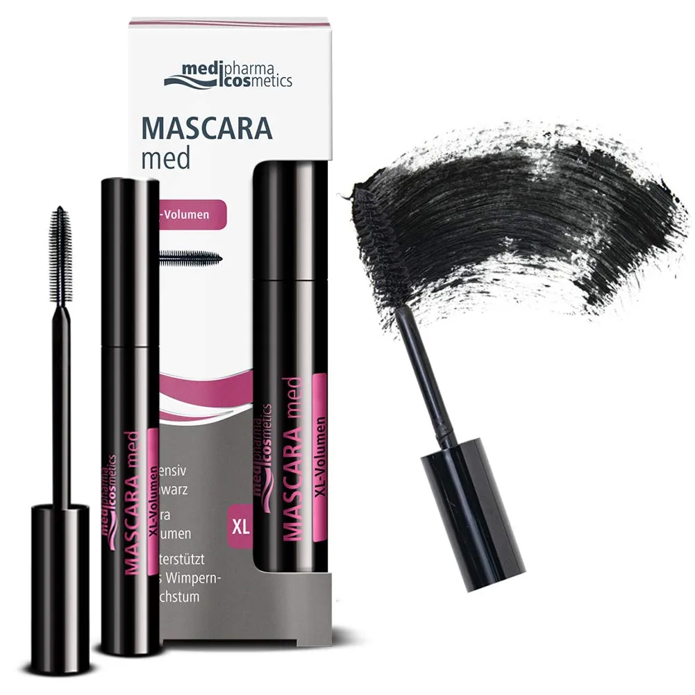 Medipharma Cosmetics Black Mascara Med XL Volume - Natural Paraben Free Eyelash Growth Mascara for Stronger Longer Eyelashes - Made for Sensitive Eyes, Contact Lens, Best Eye Makeup