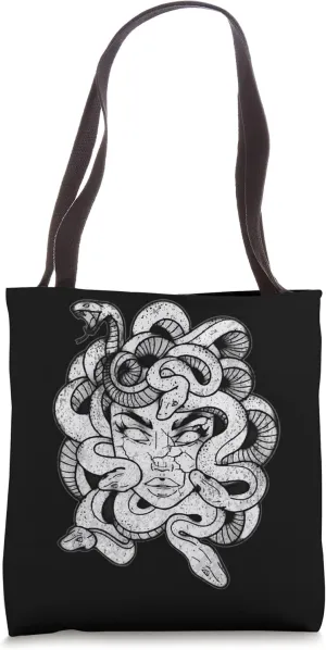 Medusa Black & White Stone Statue - Greek Mythology Medusa Tote Bag