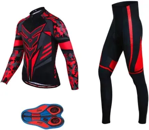 Men Cycling Jersey Set Long Sleeve Pro Cycling Clothes Riding Quick Dry Jacket   Cycling Bib with 9D Pad - Bike Clothing Kit