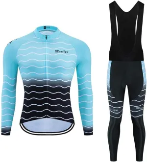 Men Cycling Jersey Set Long Sleeve Pro Cycling Clothes Riding Quick Dry Jacket   Cycling Bib with 9D Pad - Bike Clothing Kit