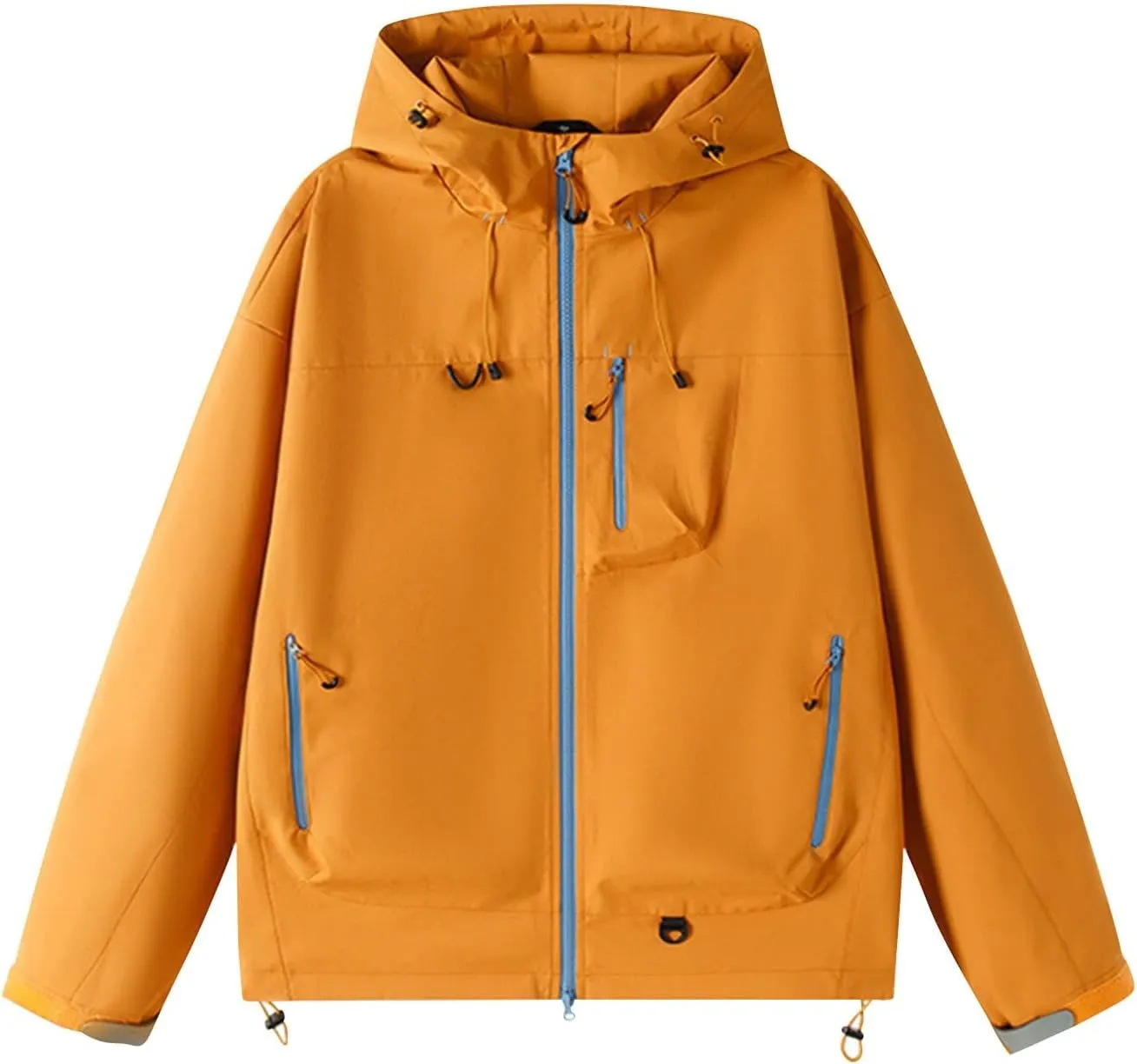 Mens Rain Jackets Waterproof with Hood Plain Coat Breathable Big and Tall Light Outdoor Raincoats