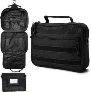 mens toiletry travel bag tactical toiletry bag hanging toiletry bag shower bag travel kit (Black)