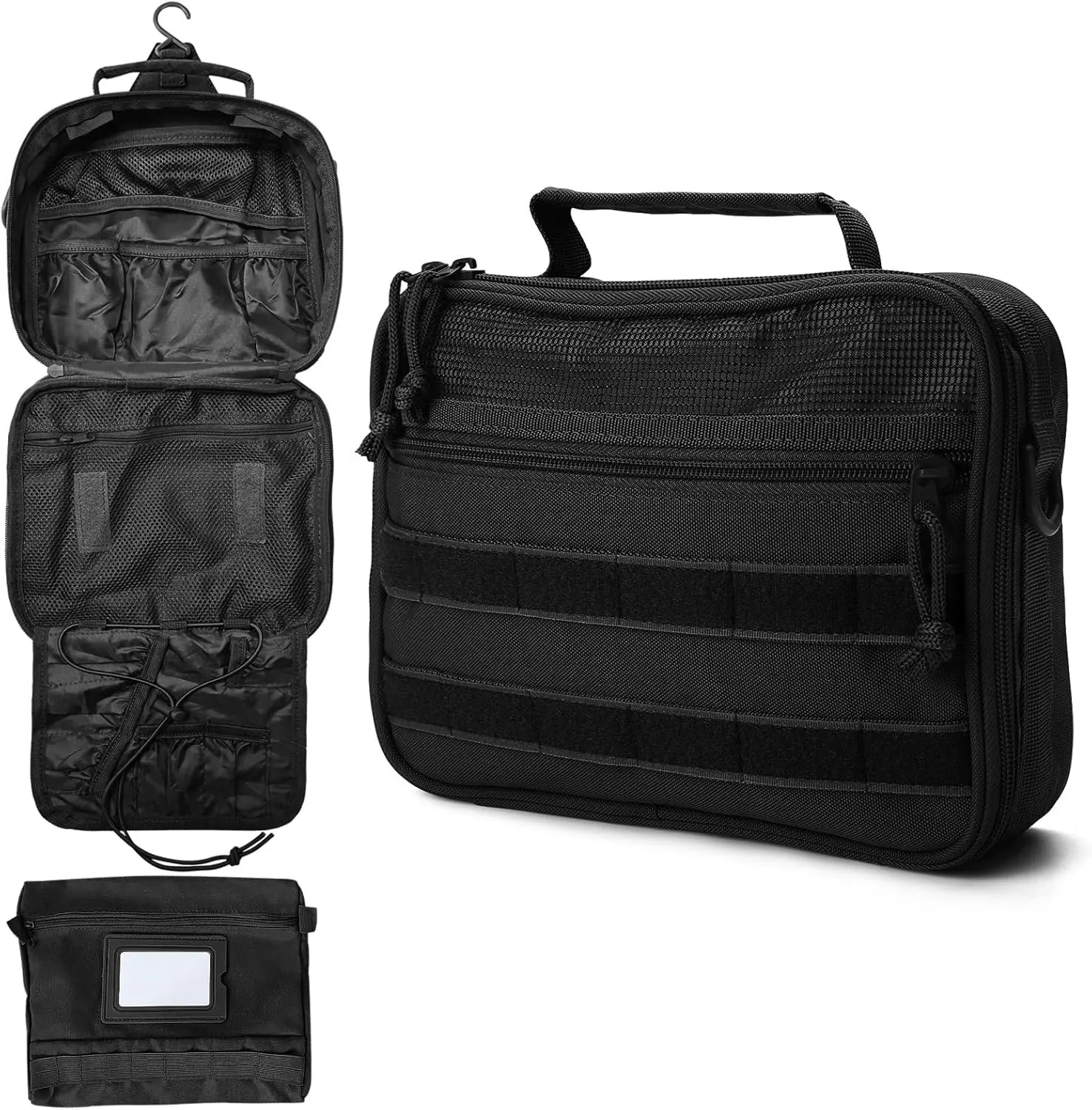 mens toiletry travel bag tactical toiletry bag hanging toiletry bag shower bag travel kit (Black)