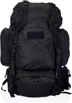 MIL-TEC 55L Tactical Commando Military Army Rucksack Hiking Pack in Black, Olive and Flecktarn Camo (Internal Frame)