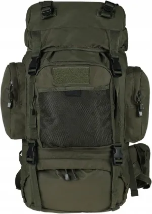 MIL-TEC 55L Tactical Commando Military Army Rucksack Hiking Pack in Black, Olive and Flecktarn Camo (Internal Frame)